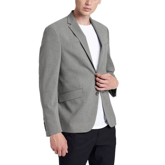 Kenneth Cole Reaction Mens Slim-Fit Mini Check Sport Coat 46 Regular Grey - NWT - Picture 1 of 4